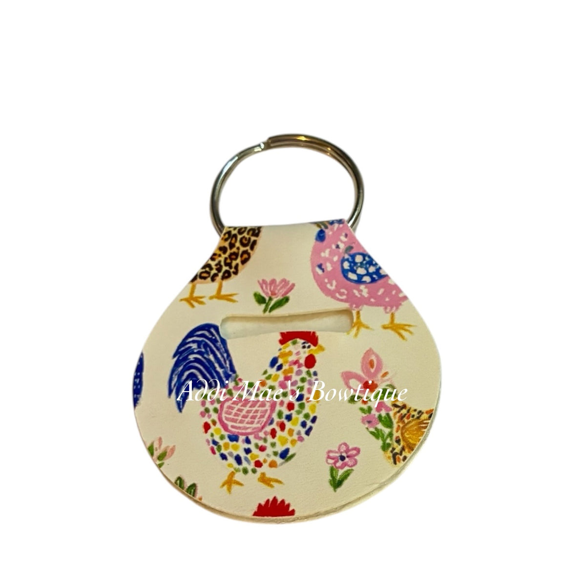 Watercolor Chickens Quarter Holder Keychain
