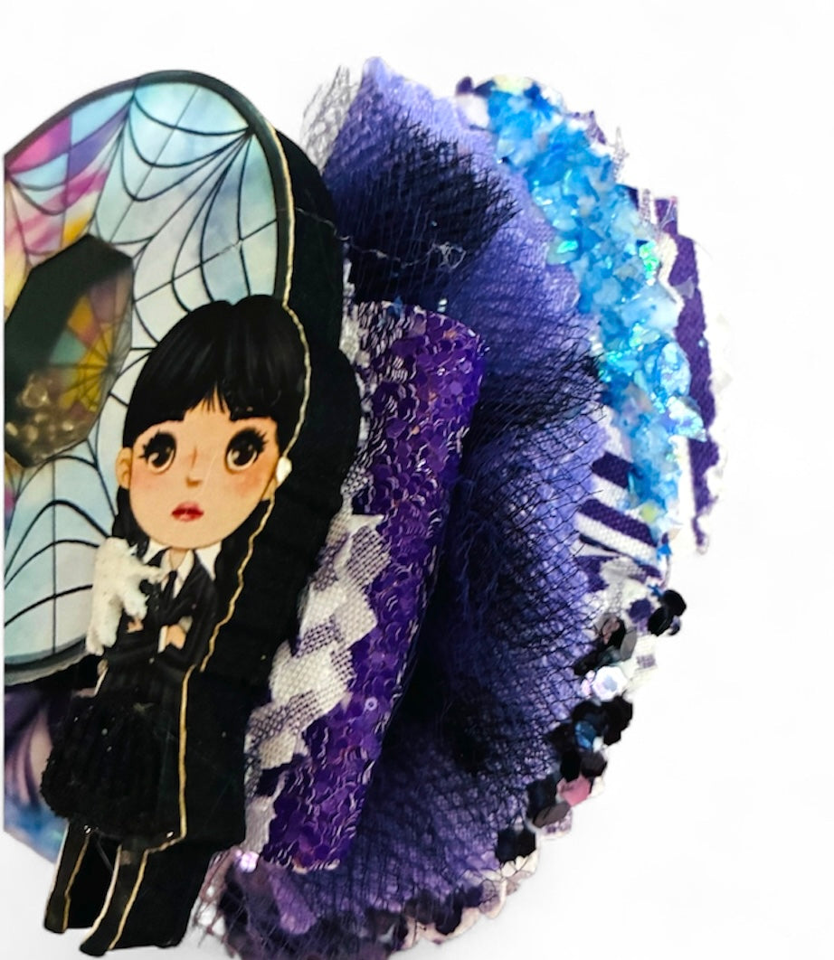 Goth Girl BFF Shaker  Frayed CottonFabric Hair Bow