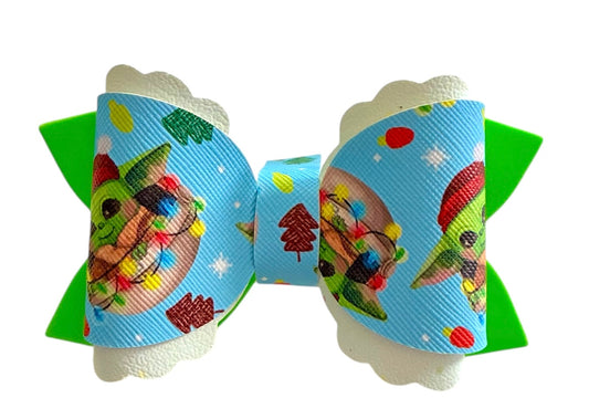 Green Alien Christmas Bow
