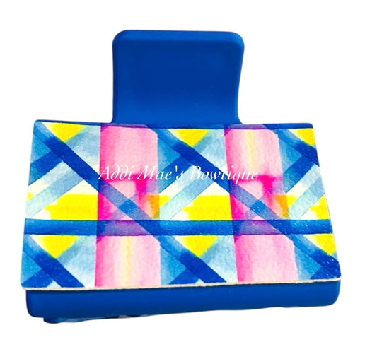Bright Spring Plaid  Small Claw Clip