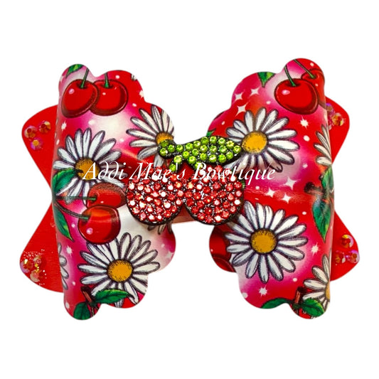 Cherries & Daisies Bow