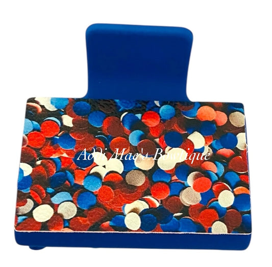 Red White Blue Confetti Small Claw Clip