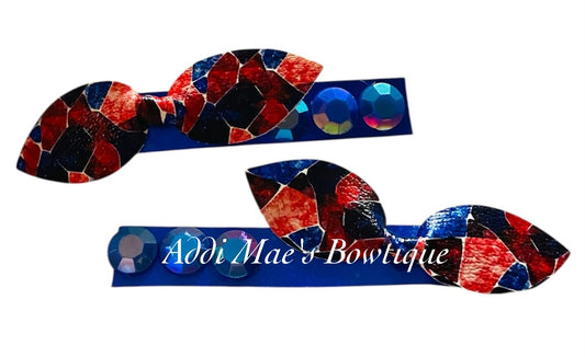Patriotic Mosaic Mini Top Knot Alligator Clip Set