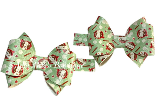 Hot Cocoa Snowman Bow Alligator Clip Set