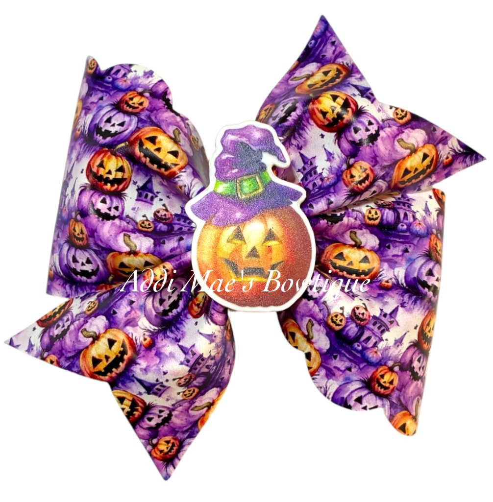 Jack O Lantern Pumpkins Halloween Ruffle Bow