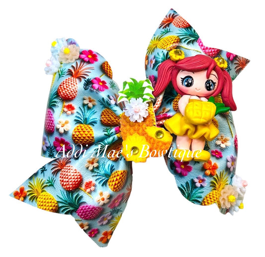 Pineapple Tropical Girl Summer Fruit Bow