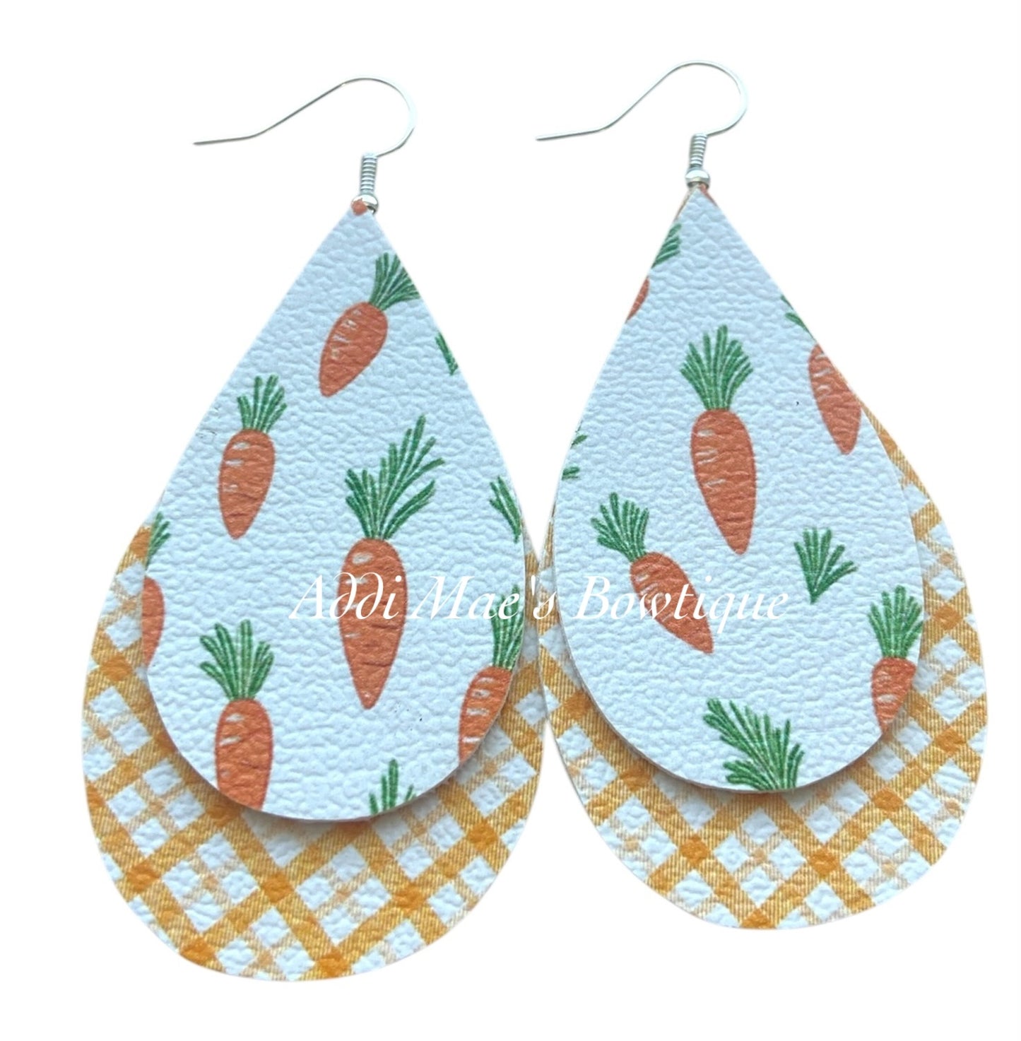 Easter Carrots Stacked Tear Drop Dangle Earrings