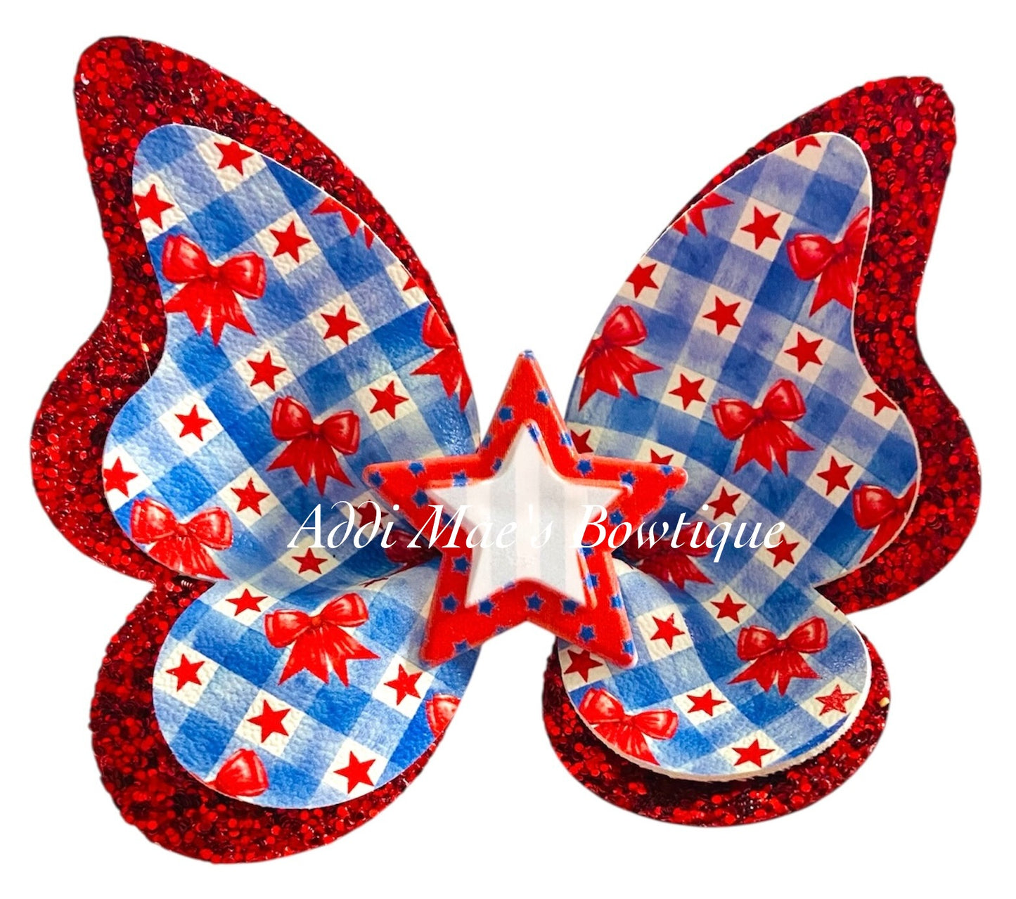 Red Bows & Stars Butterfly Bow