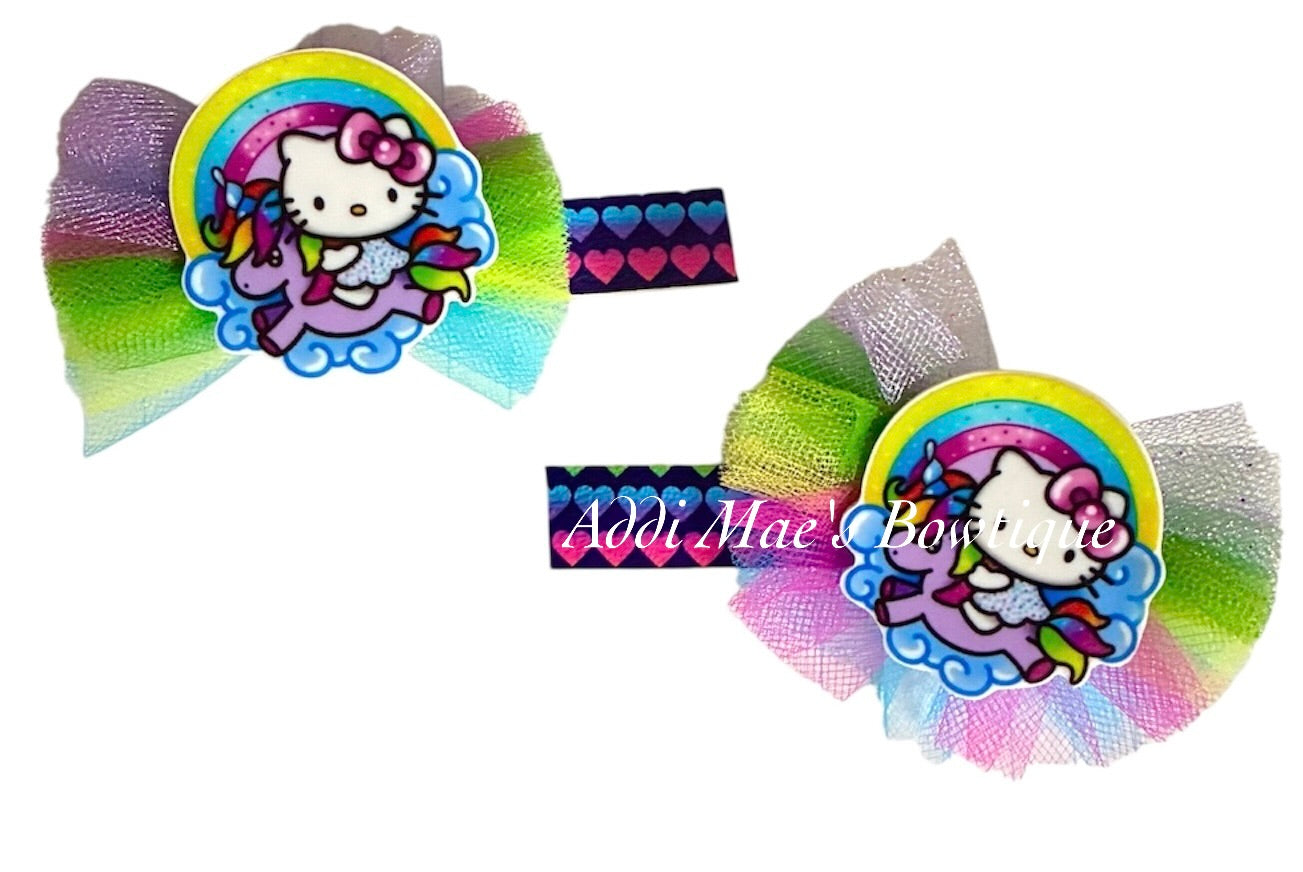 Rainbow Unicorn Kitty Alligator Clip Set