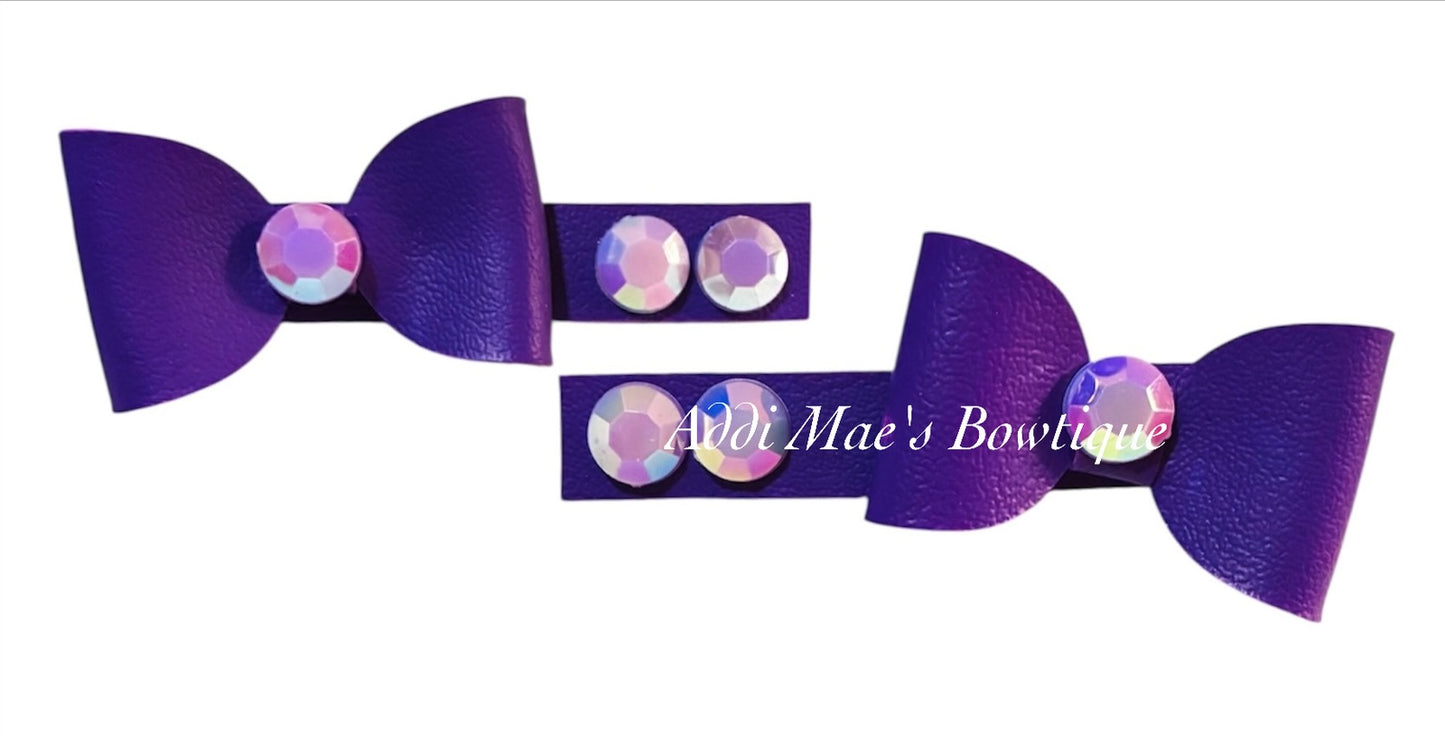 Purple Mini Bow Alligator Clip Set