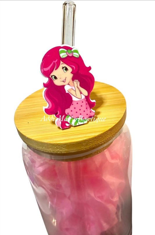 Strawberry Girl Straw Topper