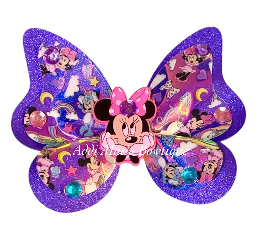 Miss Mouse Holographic Rainbow Unicorn Butterfly Bow