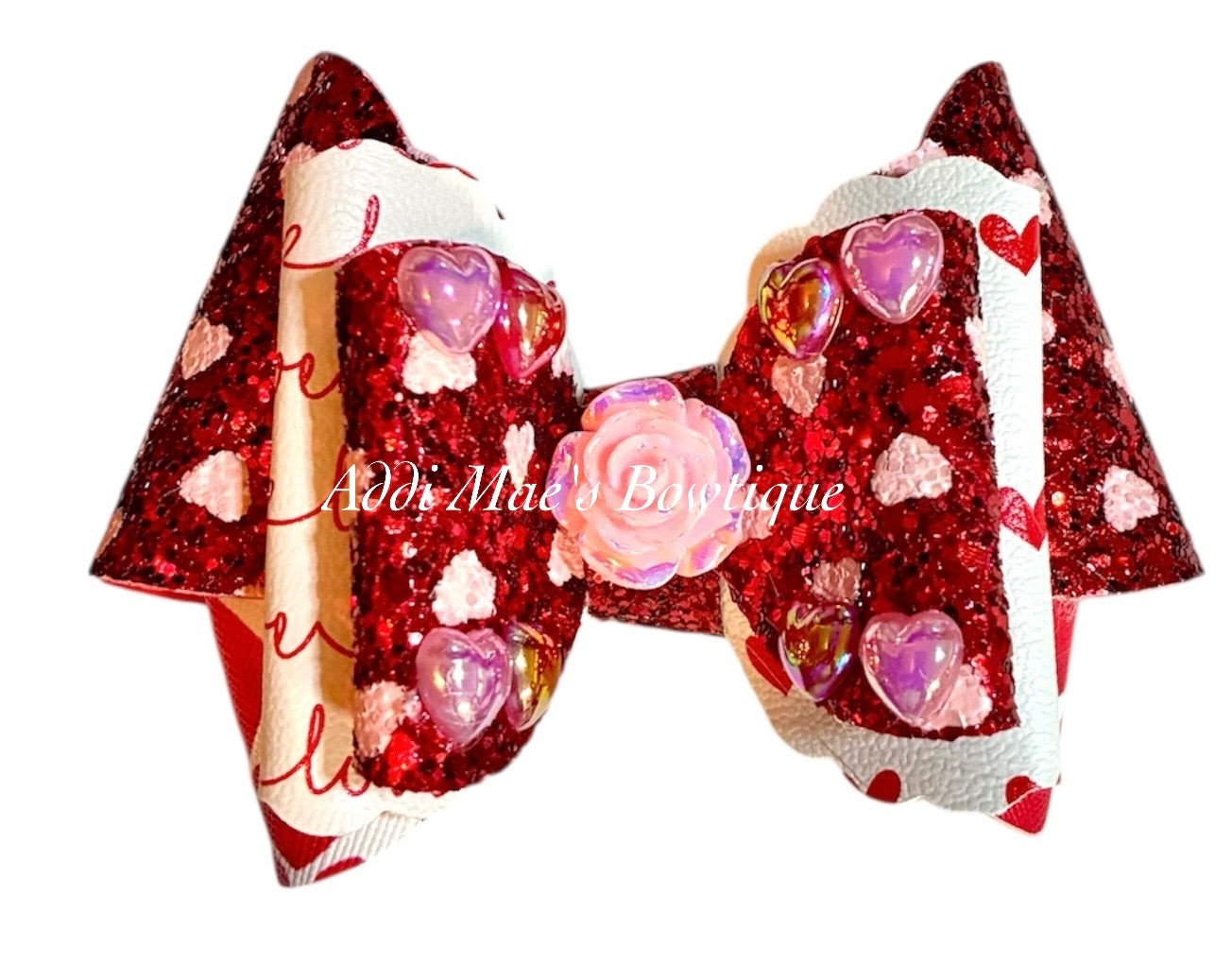 Love Hearts Glitter Bow
