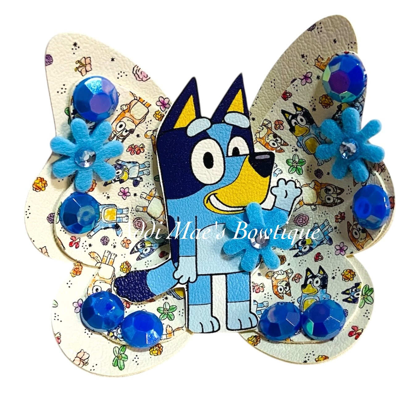 Blue Cartoon Dog Butterfly Bow