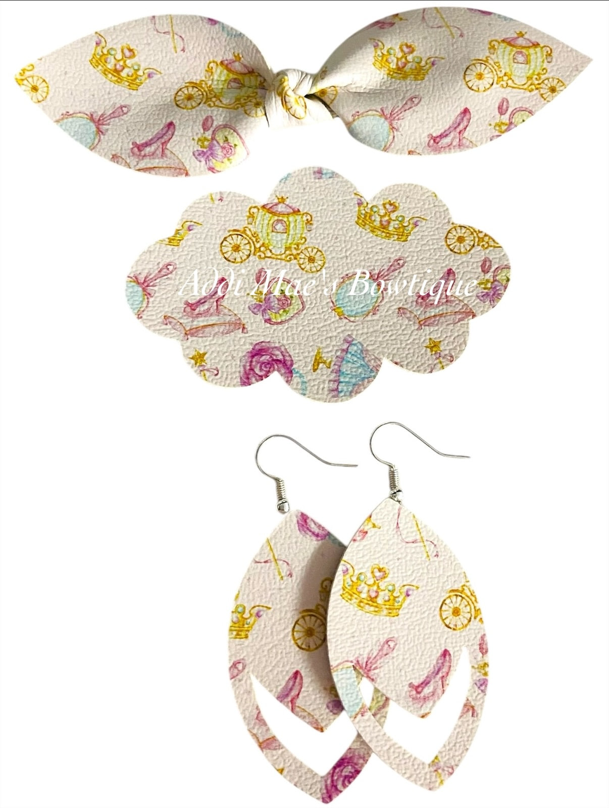 Princess Things Top Knot Clip, 3” Snap Clip, & Earrings Set
