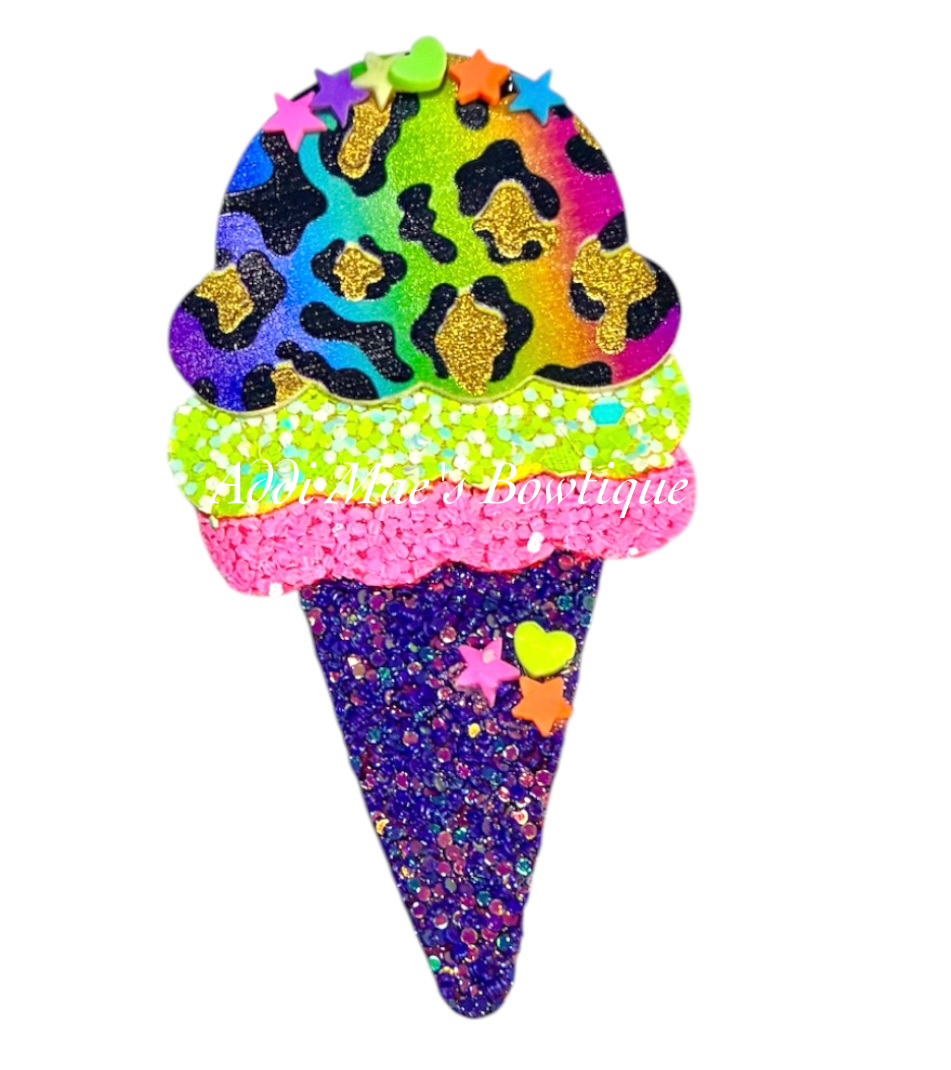 Neon Cheetah Ice Cream Popsicles Clip