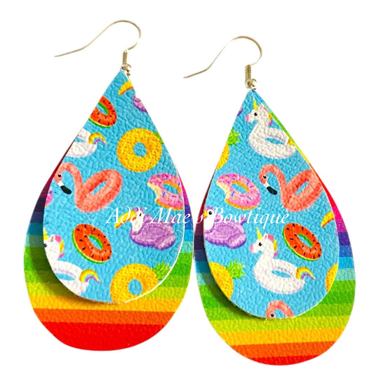 Pool Floats Stacked Tear Drop Earring Set