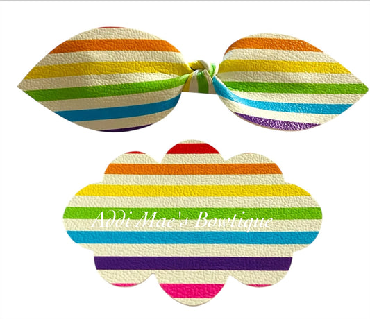 Bright Rainbow Stripes Top Knot Clip, 3” Snap Clip