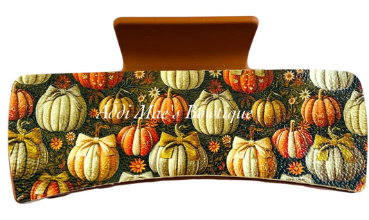 Autumn Pumpkins Cutie Bows  XL Claw Clip