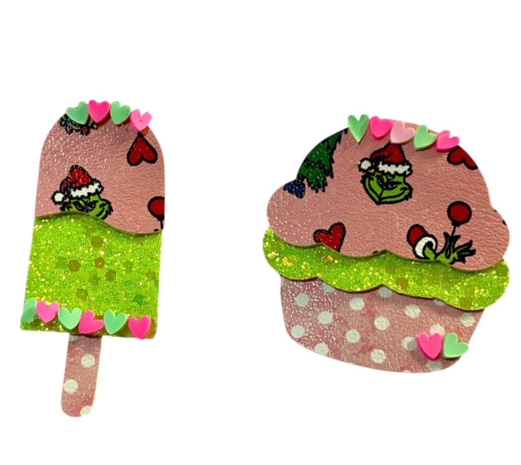 Green Grouch Christmas Popsicle,Cupcake Clip