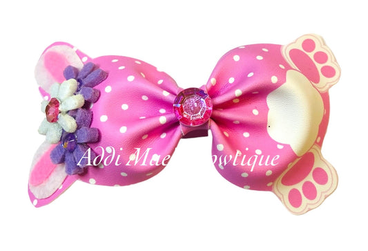 Pink Polka Dot Bunny Easter 3” Bow