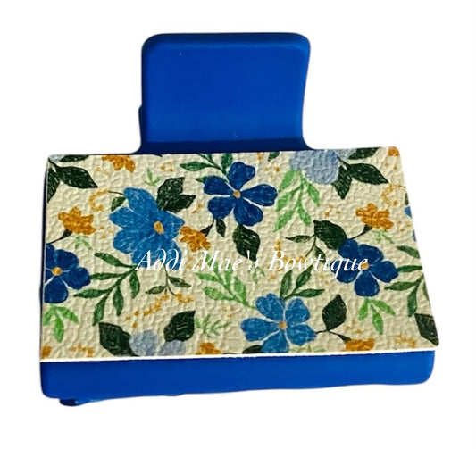 Blue Flowers Small Claw Clip