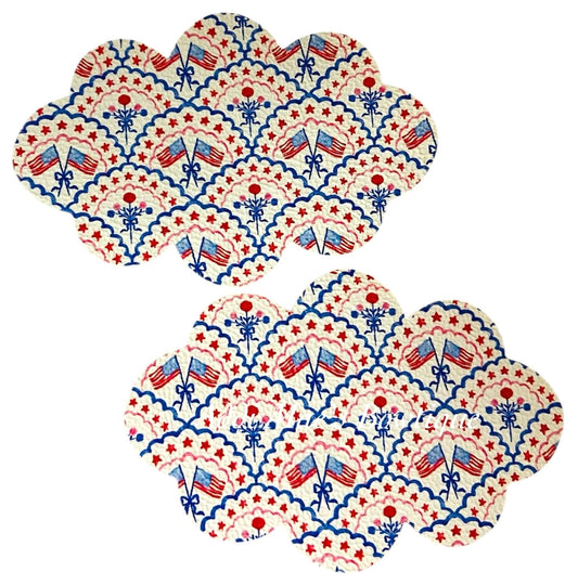 Red White Blue Scalloped Flag Snap Clip Set