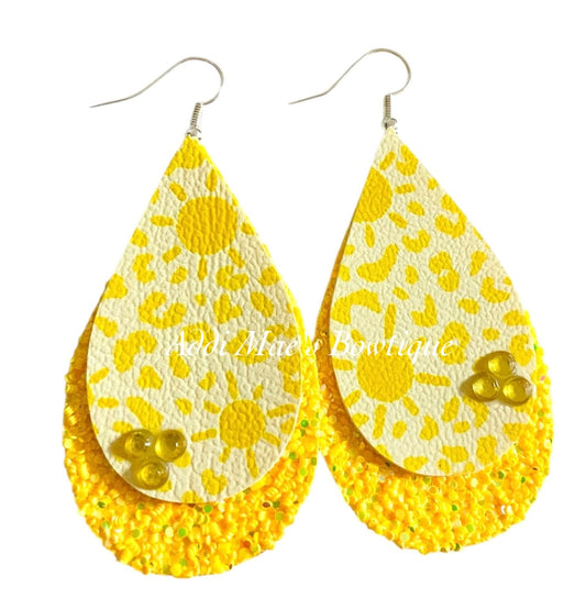 Sunny Cheetah Stacked Tear Drop Dangle Earrings