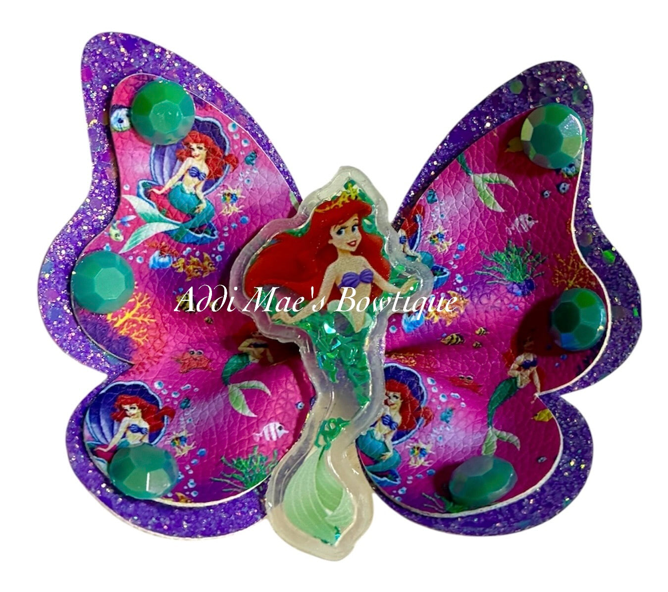 Pink Mermaid Princess Butterfly Bow