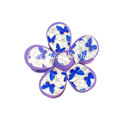 Purple Butterflies Flower Claw Clip