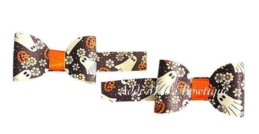 Daisy Ghosts Halloween Bows Mini Bow Alligator Clip Set