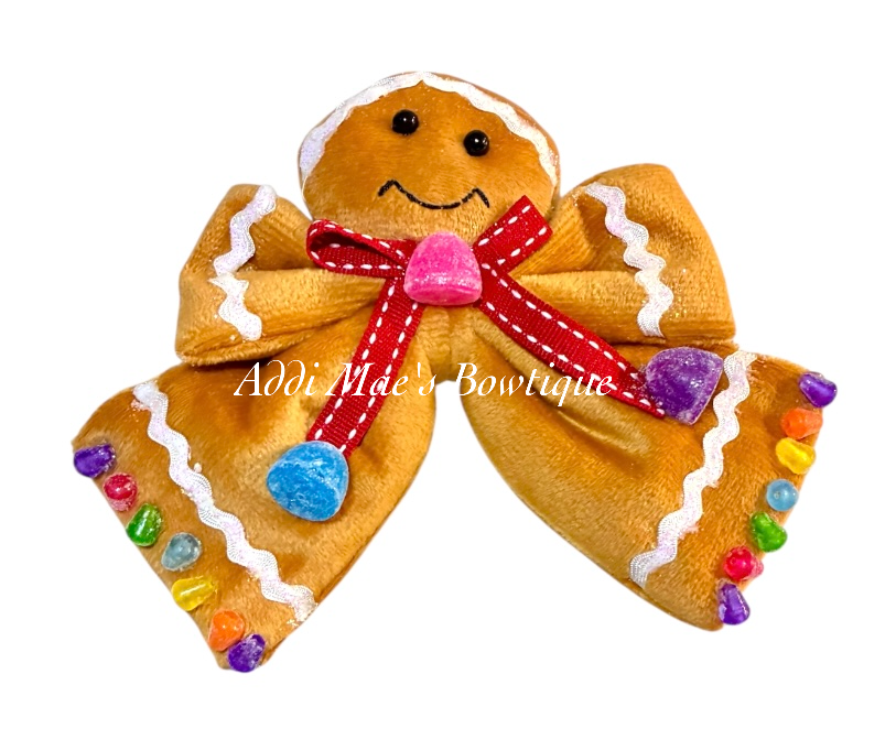 Gingerbread Gumdrop Christmas  Hair Bow