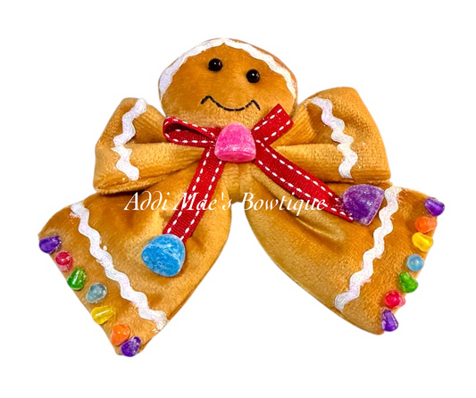Gingerbread Gumdrop Christmas  Hair Bow