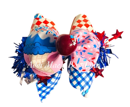 Patriotic Ice Cream 4th of July Bow