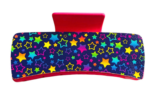Neon LF Stars Print XL Claw Clip