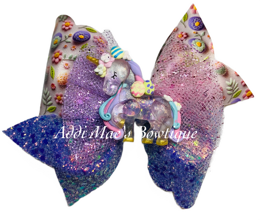 Pastel Easter Egg Unicorn Bow