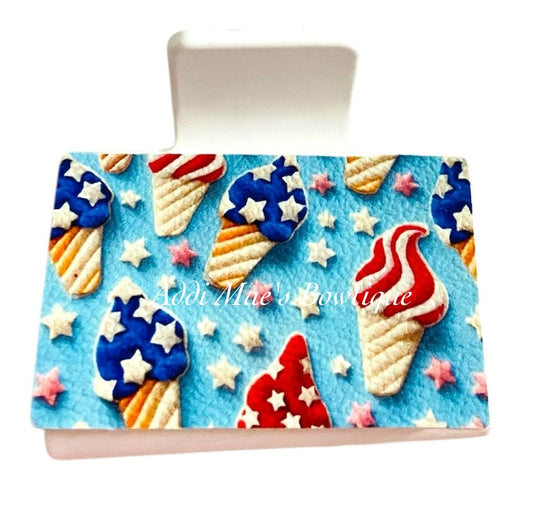 Patriotic Ice Cream Small Claw Clip