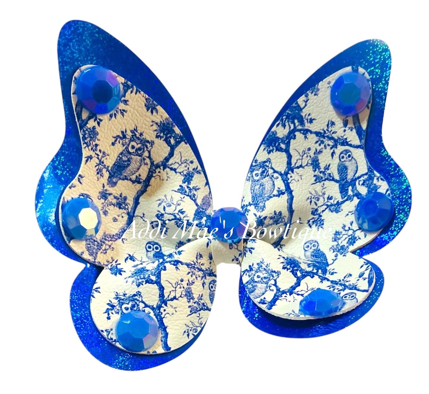 Woodland Toile Owl Butterfly Bow