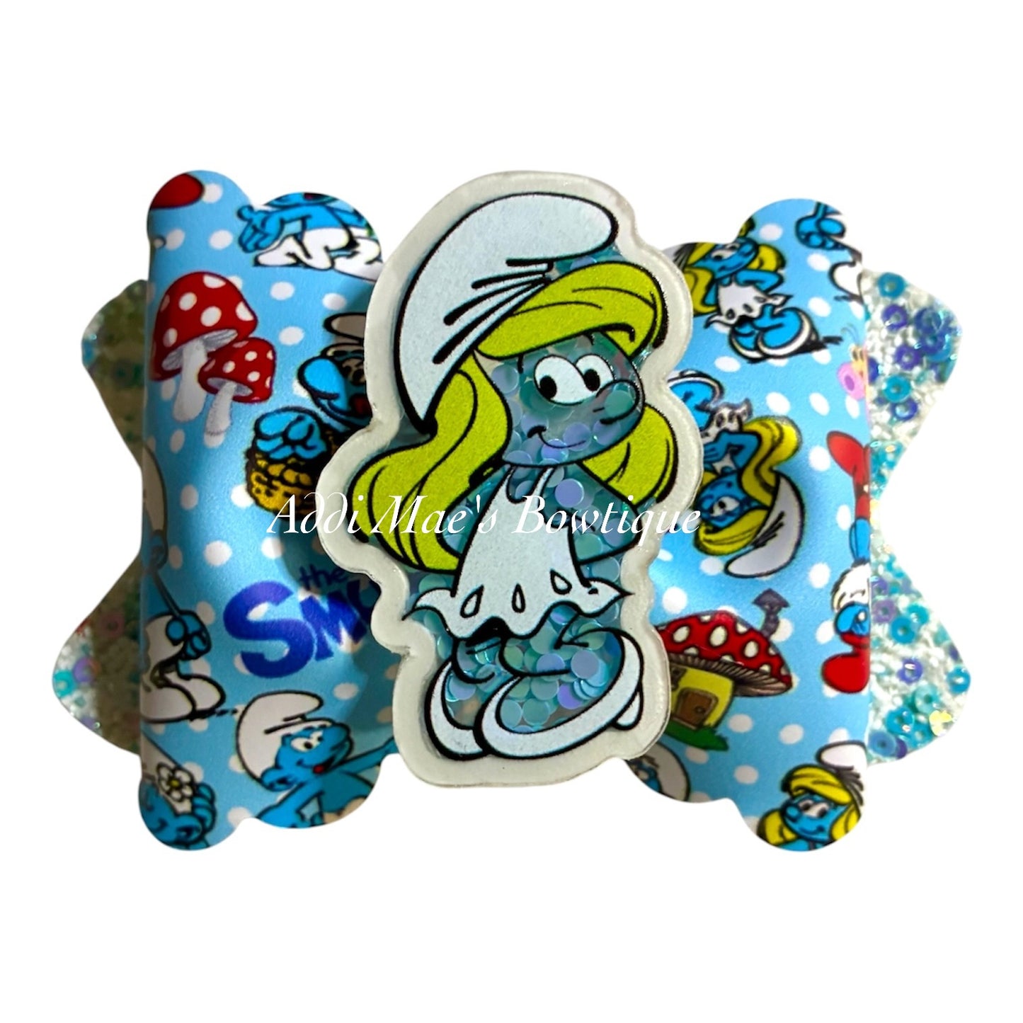Blue Smurf Girl Bow