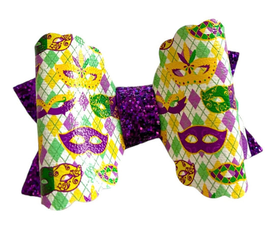 Mardi Gras  Masks Argyle Bow