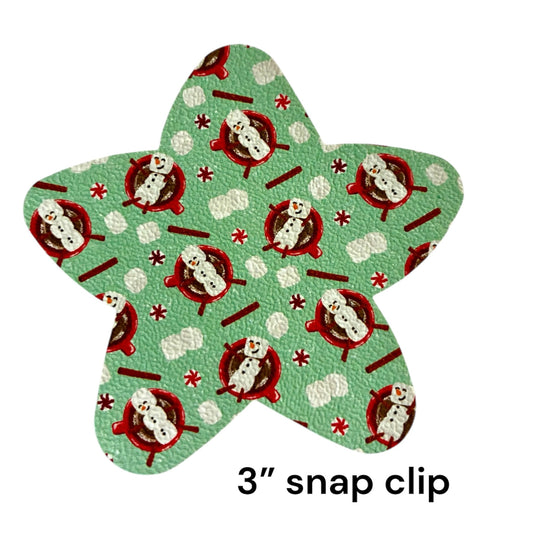 Hot Cocoa Snowman Star Shaped Snap Clip