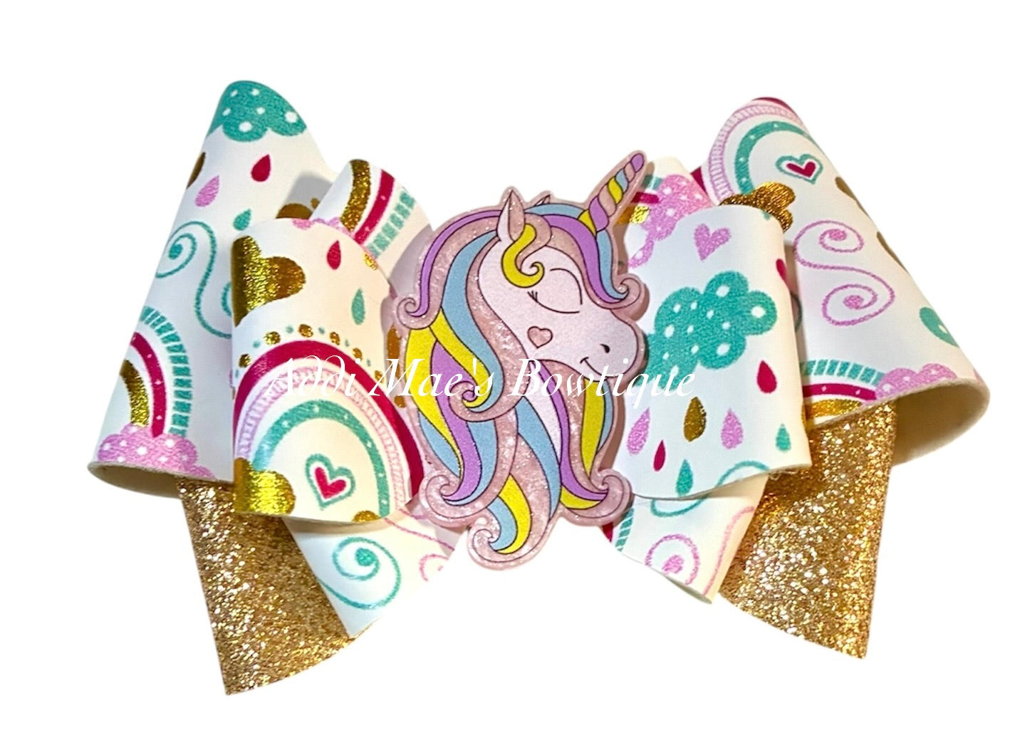 Rainy Day Pastel Unicorn Bow
