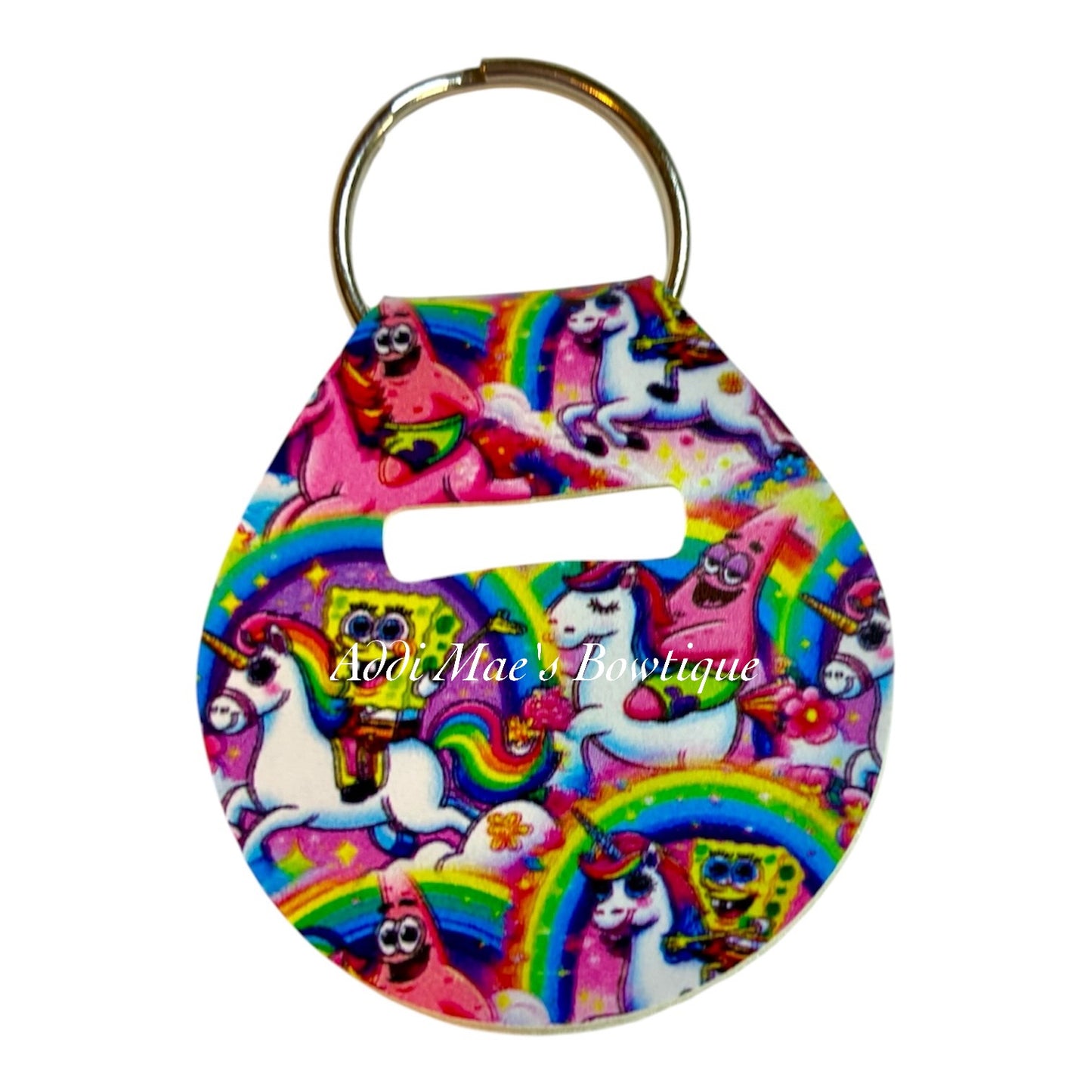 Rainbow Unicorn Sponge Quarter Holder Keychain