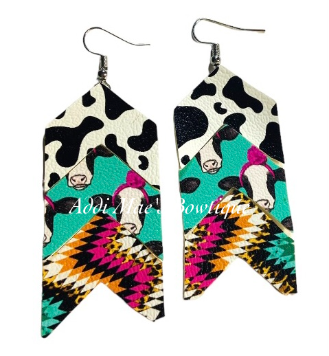 Cow Chevron Dangle Earrings
