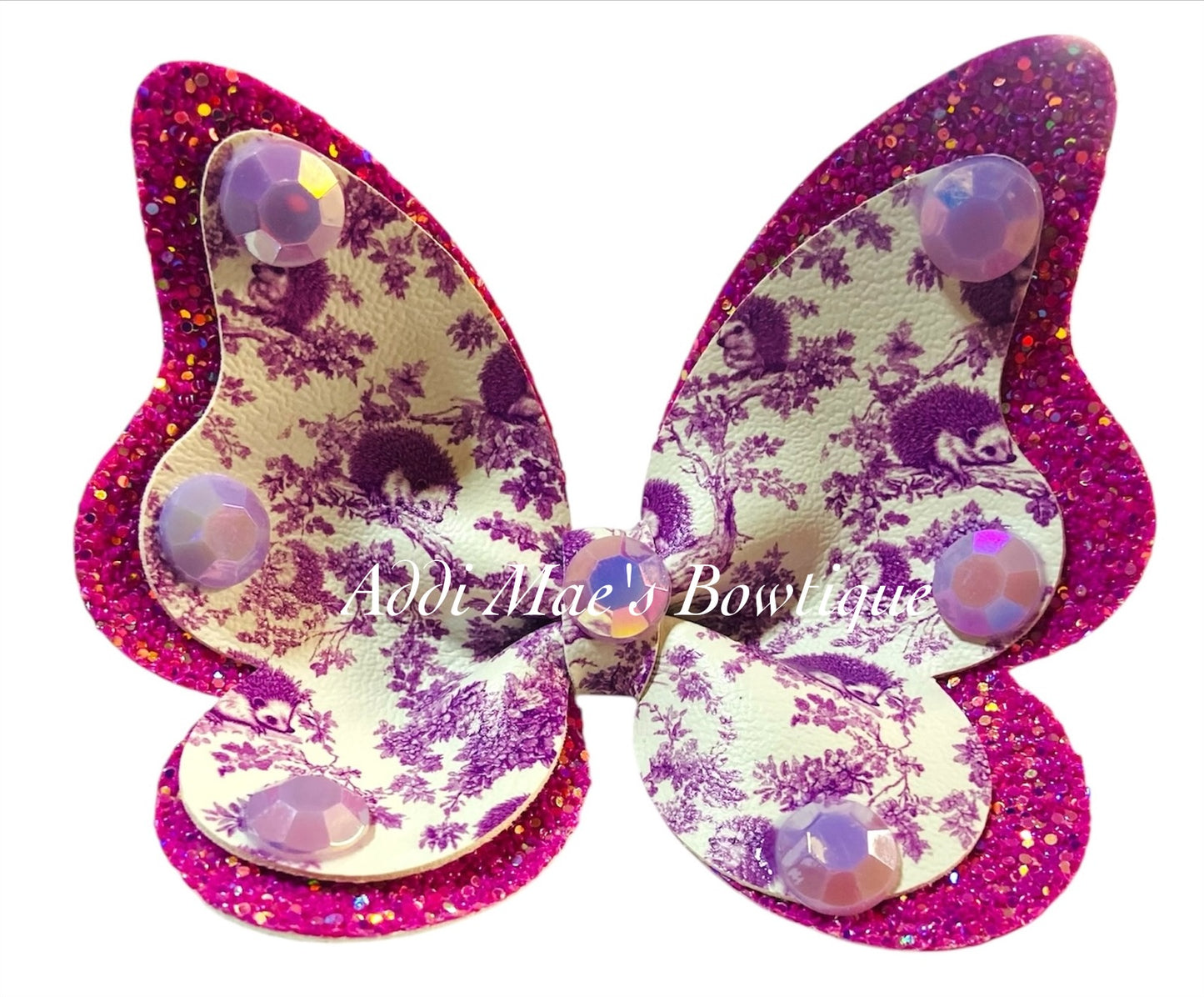 Woodland Toile Porcupine Butterfly Bow