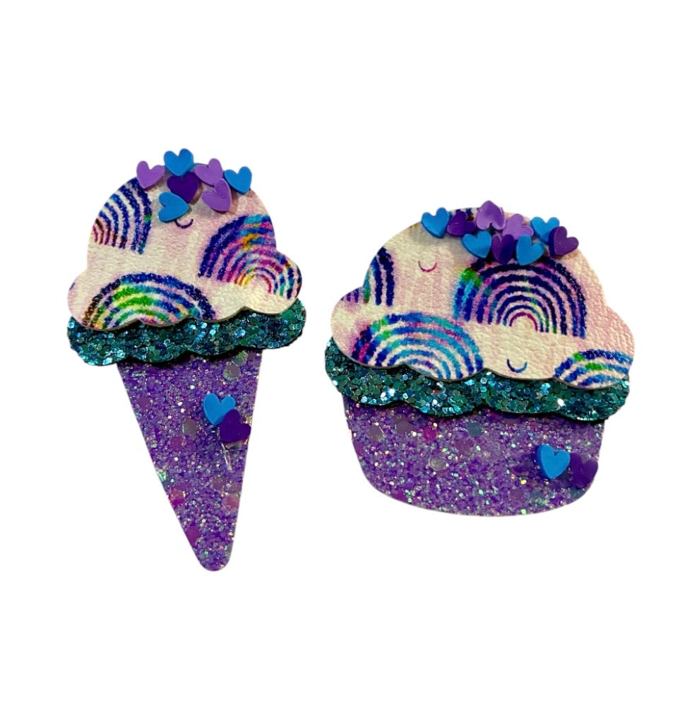 Watercolor Rainbows Ice Cream Cone ,Cupcake Clip
