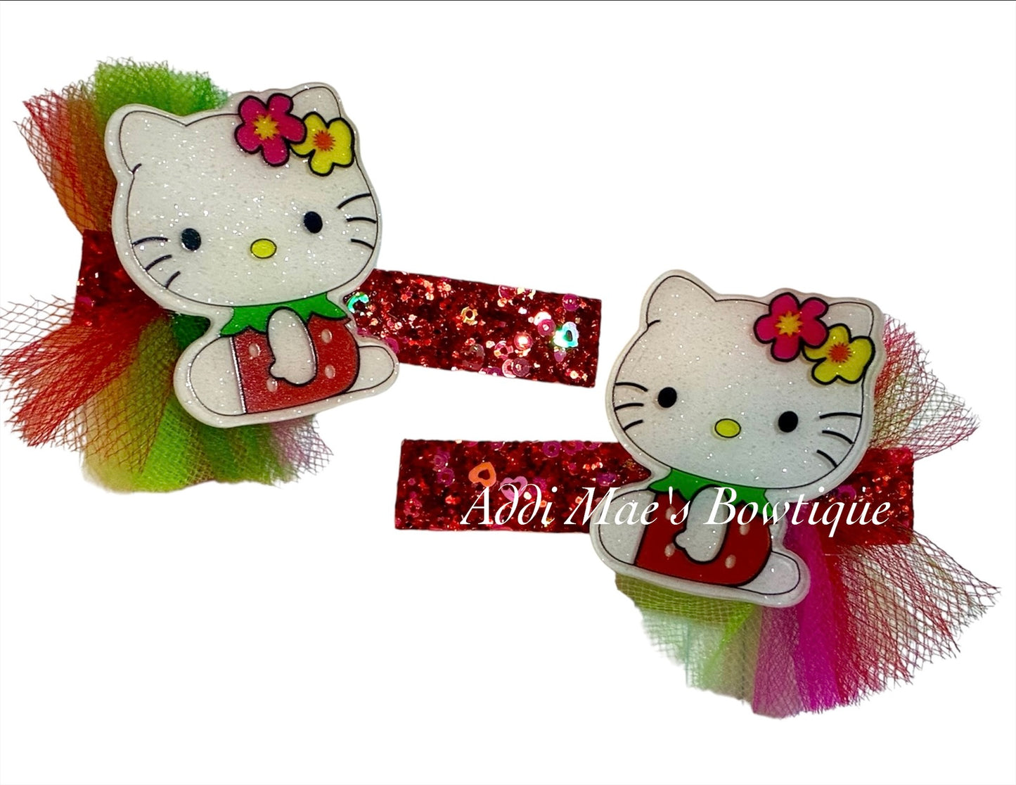 Strawberry Kitty Alligator Clip Set