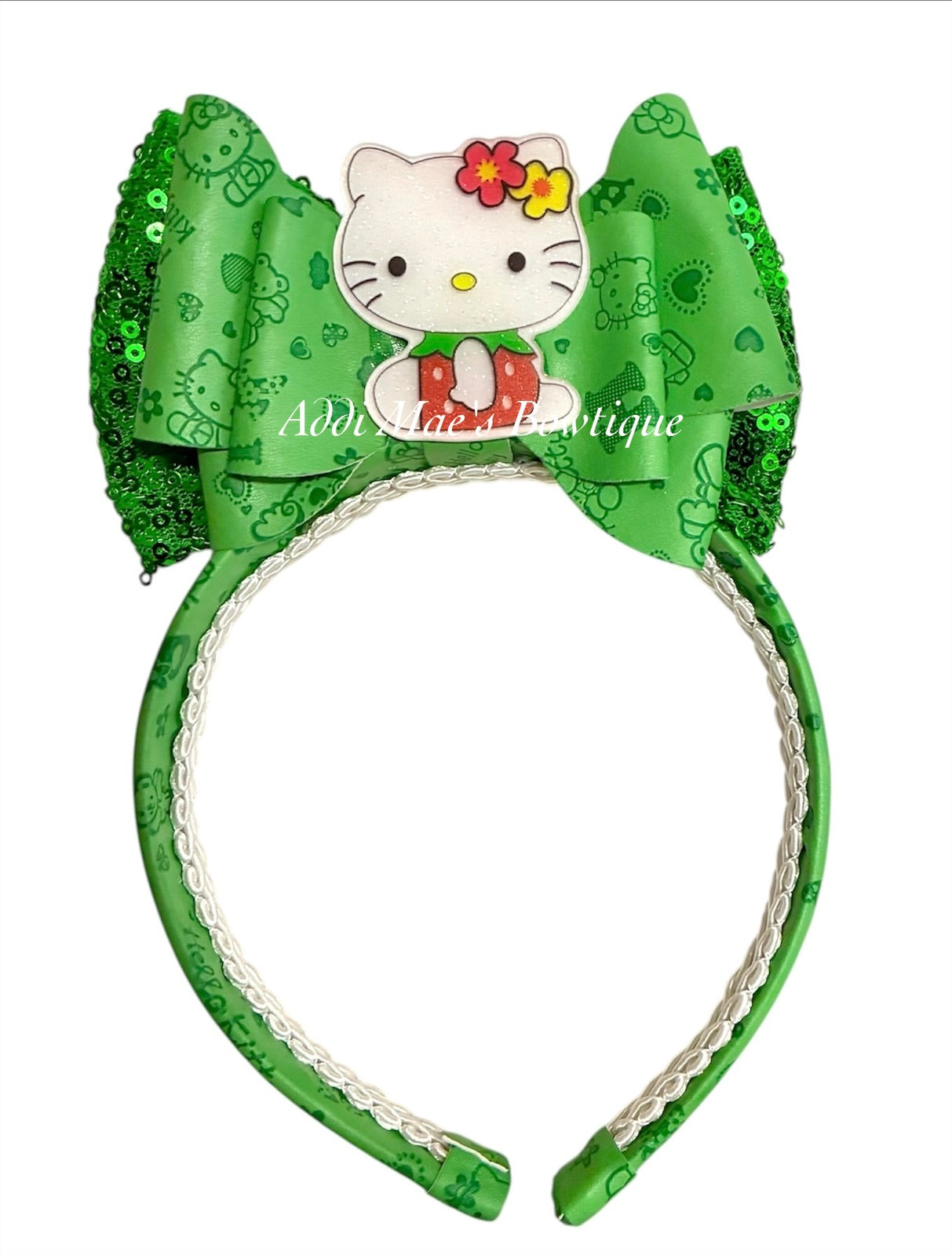 Strawberry Kitty EmbossedFaux Leather Headband