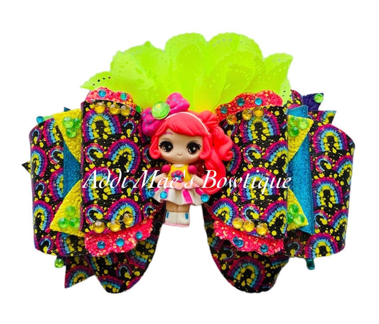 Neon Rainbows Girl  Bow