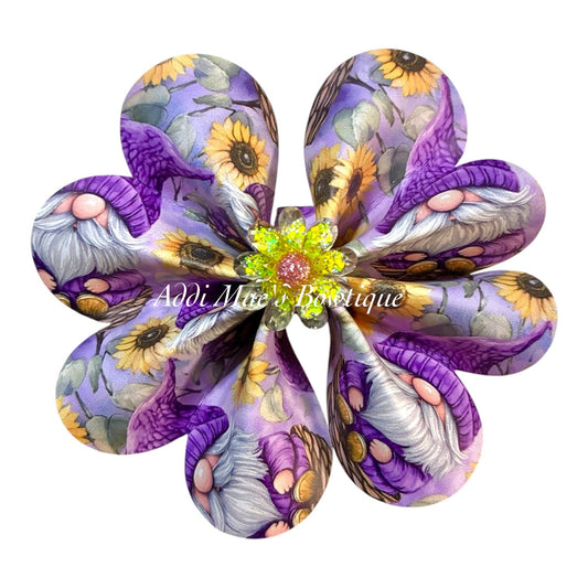 Gnome Sunflower Ruffle Bow